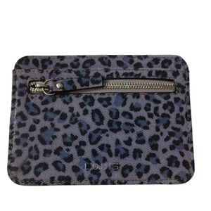 Lodis Purple Cheetah Print Credit Card Holder With Zipper Pouch
